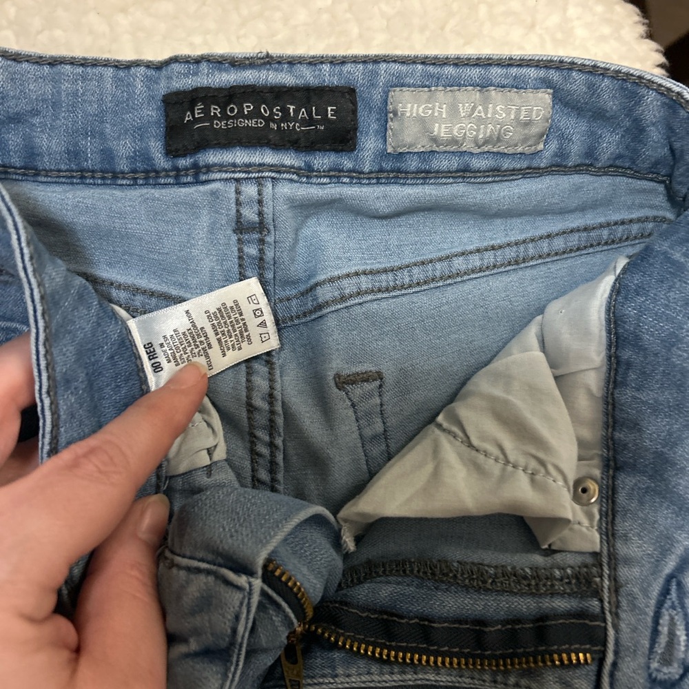 Aeropostale High Waisted Jegging 00R Light Wash Skinny Stretch Jeans
